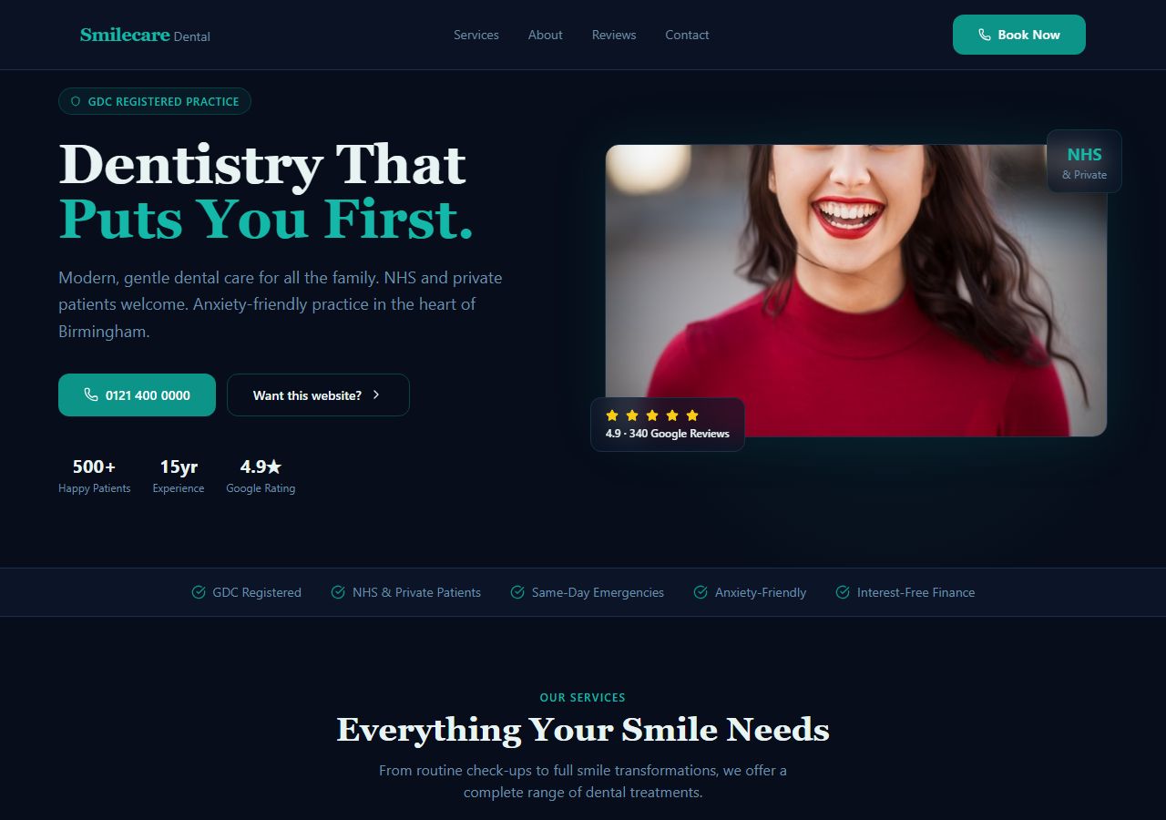 Smilecare Dental website