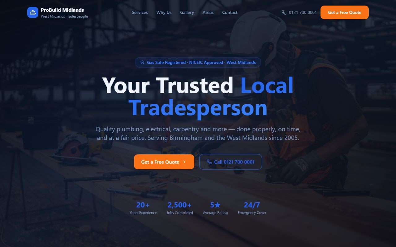 ProBuild Midlands website